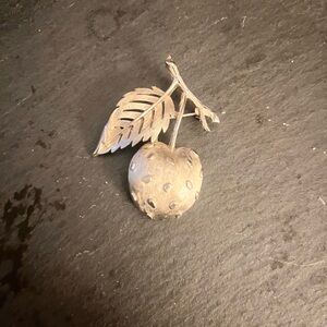 Charming Silver-Toned Strawberry Brooch